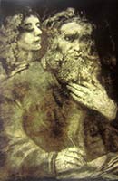 Карандашная репродукция 
картины Рембрандта Святой Матфей и ангел, 1975 год